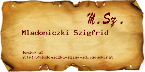 Mladoniczki Szigfrid névjegykártya